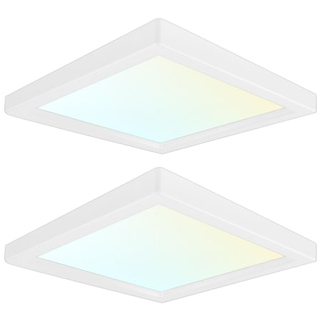 Luxrite 4 Inch Square LED Flush Mount Light 3 CCT Selectable 3000K-5000K 10W 600LM Dimmable 2-Pack LR23591-2PK